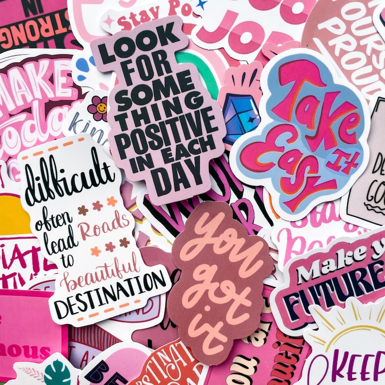 50 Random Motivational Quote Stickers, Positive Message Stickers ...