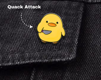 Quack Attack Enamel Pins - Funny Duck Pins for Bags, Meme Backpack Pins, Cute Pins Gift for Friends, Pins and Badges, Humor Enamel Pin