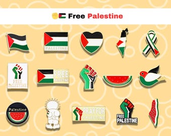Pacchetto di spille smaltate gratuite sulla Palestina: scegli 2 a 8, spilla Palestina, spilla bandiera palestinese, spilla anguria, spilla gratuita sulla Palestina