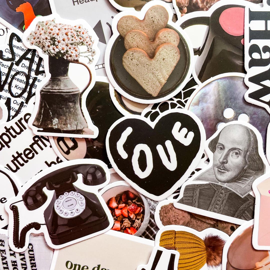50 Random Pinterest Aesthetic Stickers Pack, Vintage Style Stickers ...