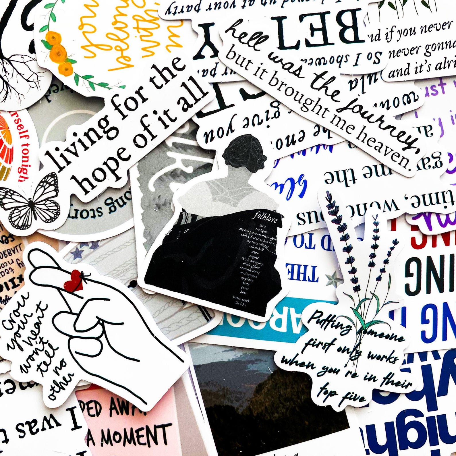 Song Reference Sticker 50 Random Taylor Lyric Stickers Pack, Handwritten Song Lyric Stickers ...
