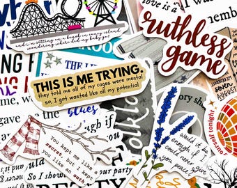 50 Random Taylor Lyric Stickers Pack, Handwritten Song Lyric Stickers, Emotional Quote Stickers, Waterproof Stickers for Journal Scrapbook