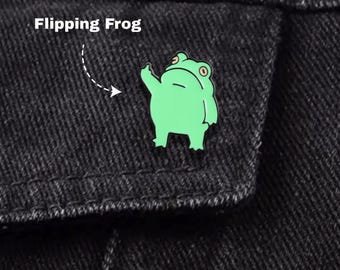 Flipping Frog Enamel Pins - Funny Enamel Pins for Bags, Meme Backpack Pins, Cute Pins Gift for Friends, Pins and Badges, Humor Enamel Pin