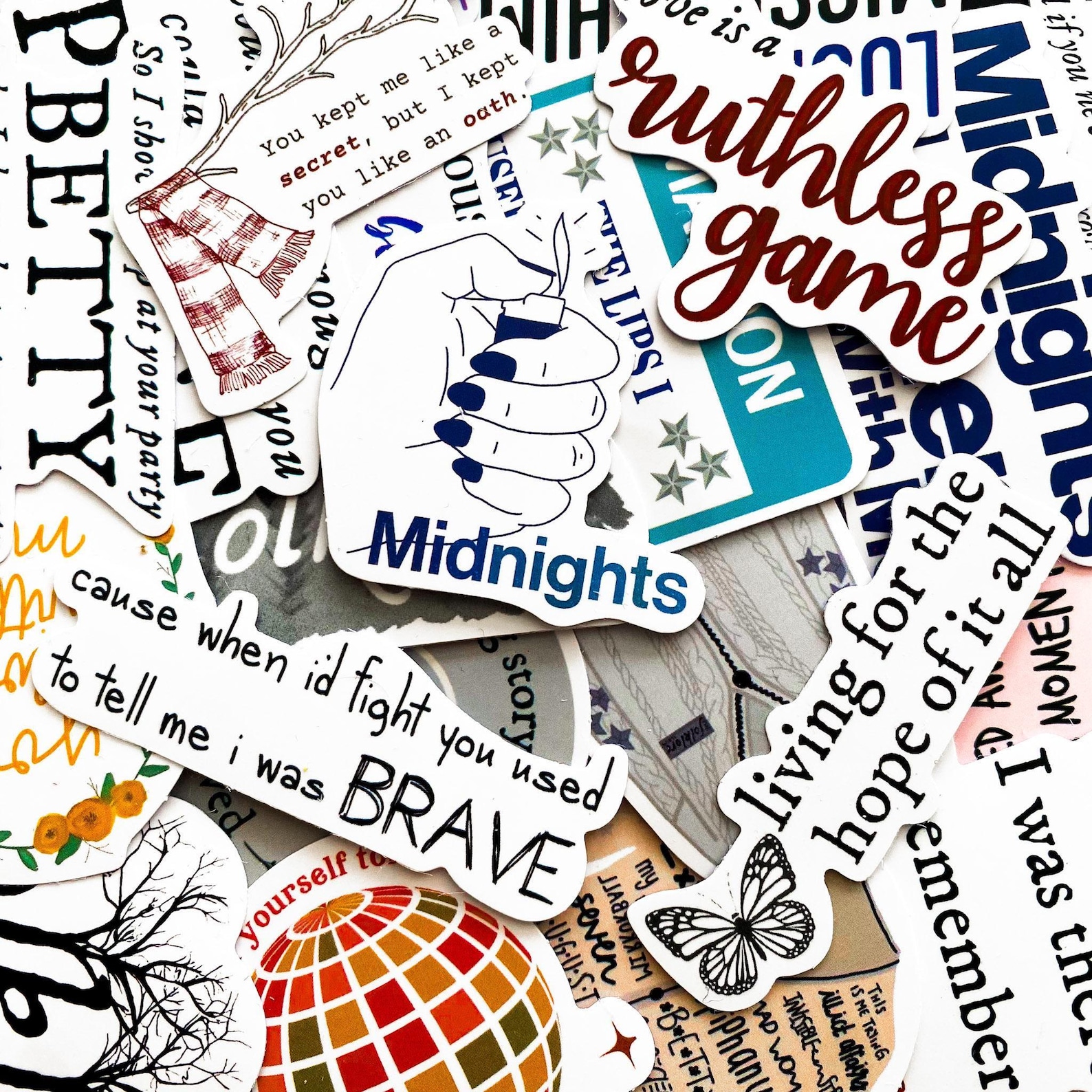 Song Reference Sticker 50 Random Taylor Lyric Stickers Pack, Handwritten Song Lyric Stickers ...
