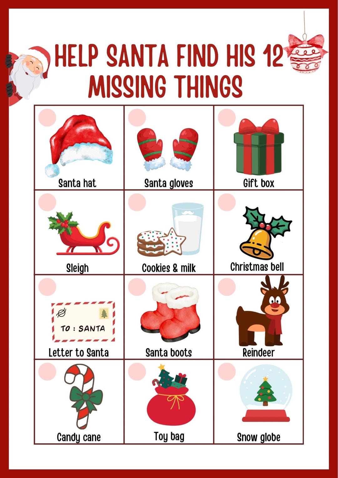 Christmas Scavenger Hunt for Kids | Santa's Lost Things (PDF) - Etsy