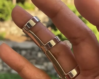 Silver Armor Finger Ring – Modern Open Design Statement Jewelry, Adjustable Ring, Gift For Her