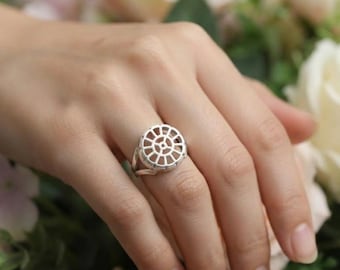 Anillo del Símbolo de la Madre, Anillo de Yoga Integral de Sri Aurobindo, Espiritual, Regalo de San Valentín