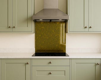 Grey with Gold Antique Tempered Mirror Hob Splashback – Heat Resistant Kitchen Splashback (5 Sizes)