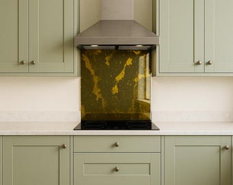 Antique Mirror Kitchen Splashback: Grey, Gold & Copper Tempered Glass