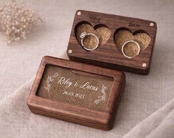 Joyero de viaje de madera con grabado personalizado, organizador de joyas de madera personalizado, estuche compacto para guardar joyas, regalo para parejas.