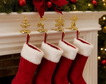 Weihnachtsstrumpfhalter: Mantelhaken aus Zinklegierung, 4er Set