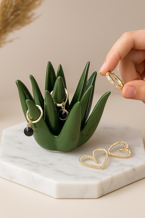 Aloe Keramik Ringhalter: Sukkulenten Schmuck Aufbewahrungsplatte - Etsy.de