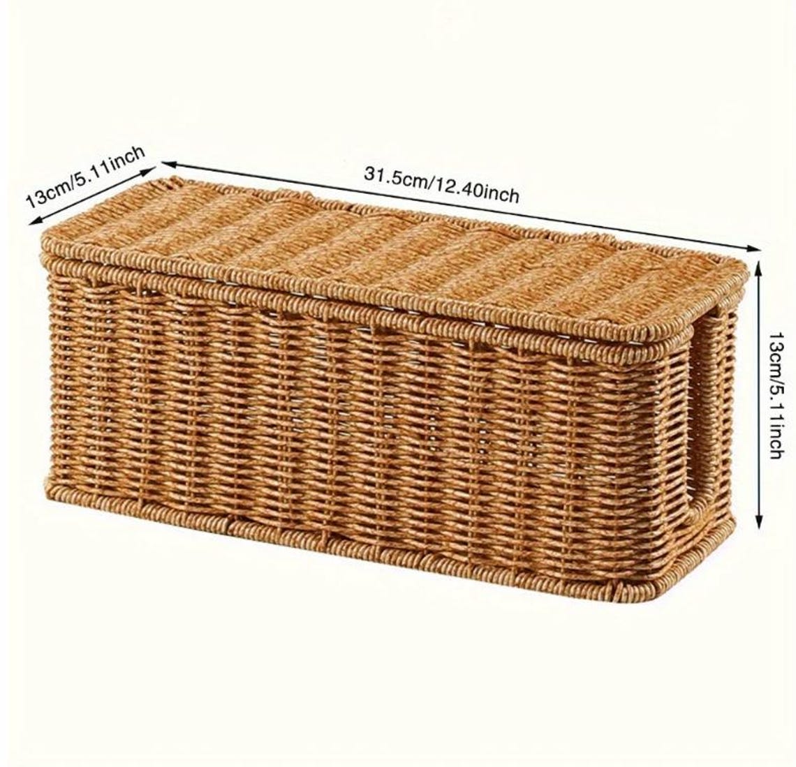 Handwoven Rattan Cable Management Box With Lid, Rustic Electrical Cord ...
