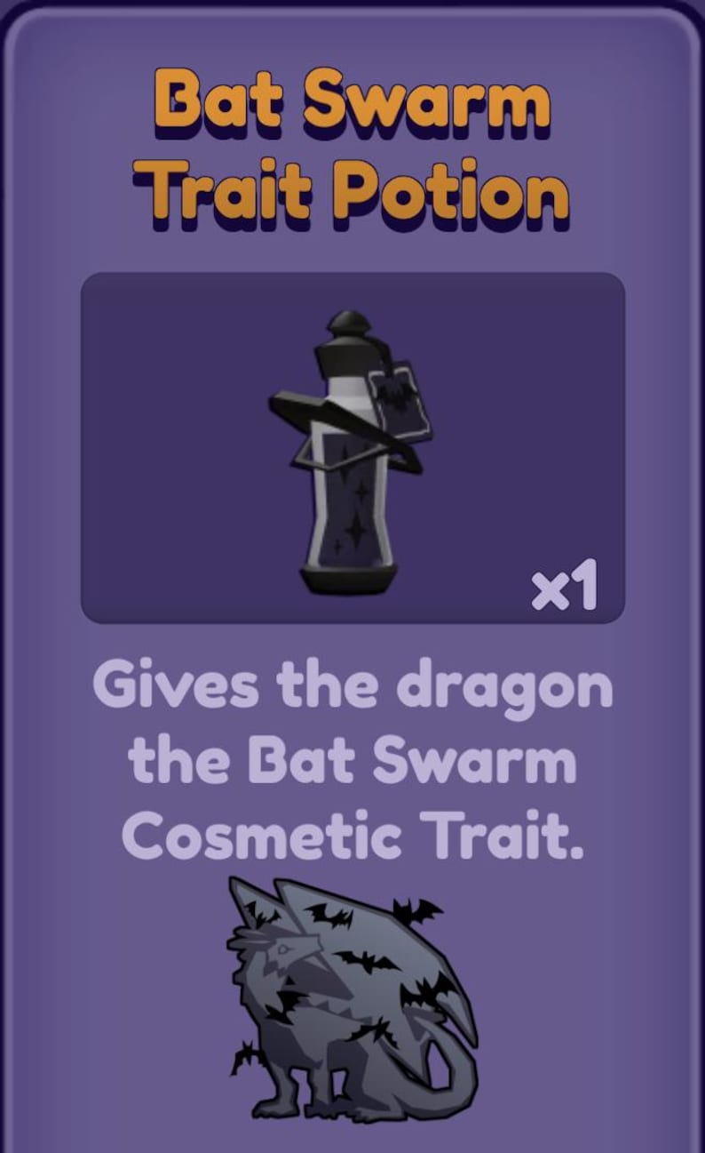 Bat Swarm Trait Potion • Dragon Adventures • Roblox - Etsy