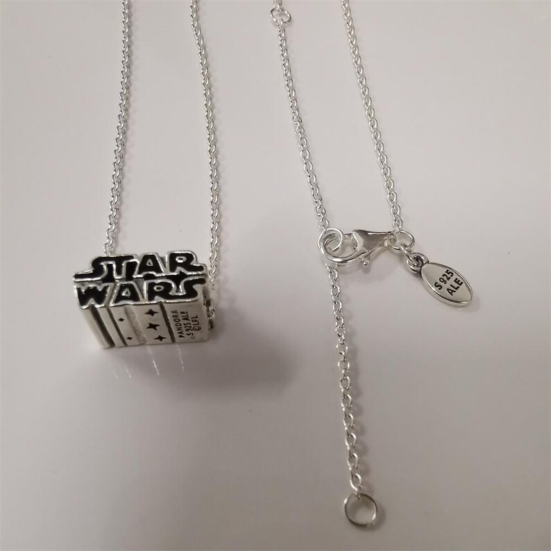 925 Sterling Silver Ale Pandora Silver 3D Logo Charm Necklace-45cm ...