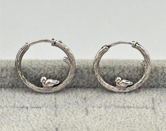 925 Sterling Silver Ale Pandora Spring Bird Hoop Earrings