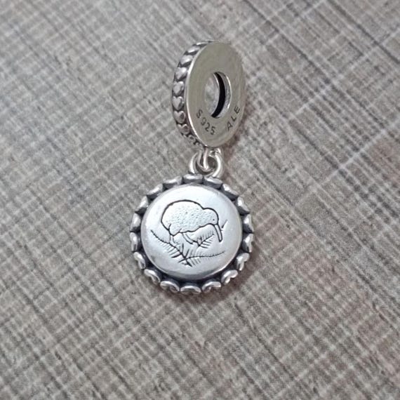 Pandora Charm Sterling Silver Ale S925 New Zealand Kiwi Fern