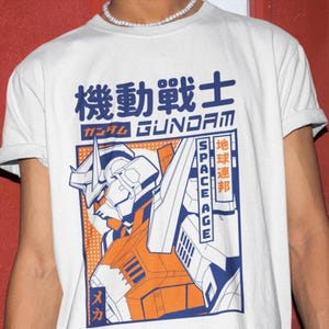 Camiseta Gundam Space Age – Camiseta com estampa de anime dos anos 90, camiseta Mobile Suit Gundam