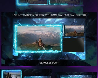 ブルーアニメーションTwitchオーバーレイパック：フェイスカメラ+ゲーム画面（デジタルダウンロード）