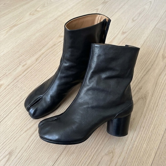 Women’s Tabi Boots, Split Toe Mid Calf Boots, Chunky Heel Minimalist Ankle Boots, Japanese Style Wide Fit Footwear
