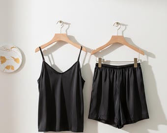 サテンキャミソール｜女性用二重構造キャミソールパジャマ｜マルチカラーサテントップ