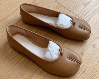 Bailarinas Tabi de mujer con puntera dividida / Zapatos de ballet minimalistas sin cordones
