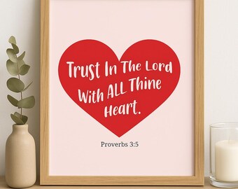 Proverbs 3:5 Bible Verse Digital Download | Inspirational Faith Decor