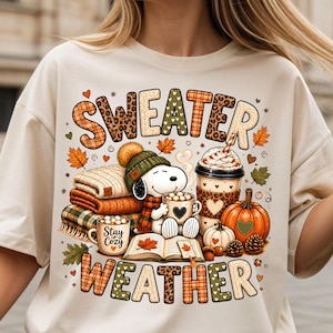 Sweater Weather PNG, Cozy Fall PNG, Autumn Coffee Book Lover PNG, Pumpkin Spice png, Cute Fall Shirt Design, Digital Download image 5
