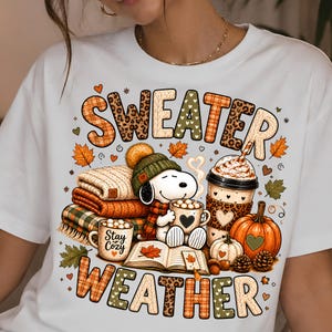 Sweater Weather PNG, Cozy Fall PNG, Autumn Coffee Book Lover PNG, Pumpkin Spice png, Cute Fall Shirt Design, Digital Download image 7