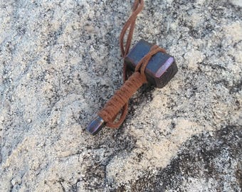 Titanium Thor Hammer - hand forged Viking pendant | Mjolnir necklace | Norse Strength amulet | Handicraft jewelry pagan style | Brutal gift