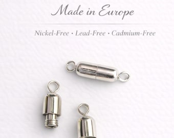 19 mm Silver Barrel Screw Clasp -  925 silver plated