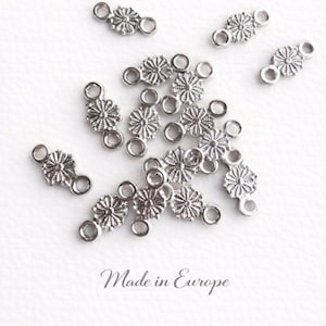 9mm silver plated double-sided mini Connector Charm with 2 Loops