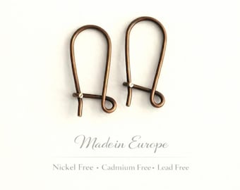 Antique Bronze Plated Kidney Hooks – 16mm - Nickel-Free Jewelry Making Supplies