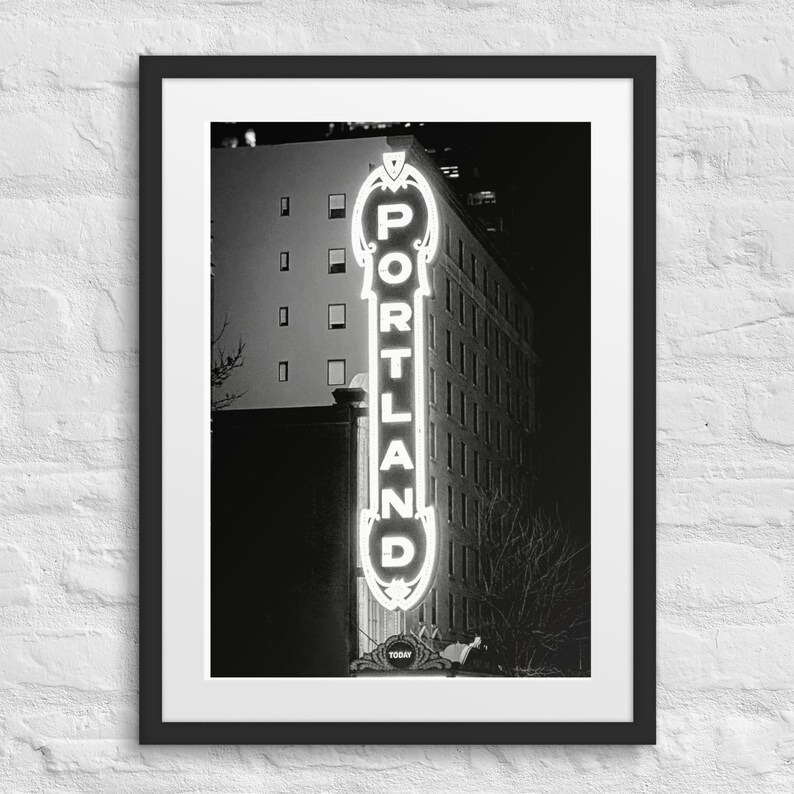 Iconic Portland Sign at Night — Illuminated Historic Marquee in ...