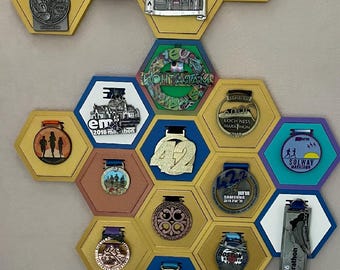 Wall Mount Hexagon Medal Display