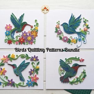 Quilled Birds Patterns Bundle, 4 Bird Templates (Digital Download)
