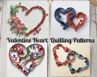 Valentine Heart Quilling Patterns Bundle, 4 Heart Templates (Digital Download)