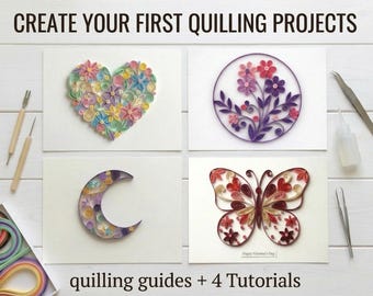 Rozpocznij swoją przygodę z quillingiem, zestaw do rękodzieła dla początkujących, zestaw pierwszych projektów quillingowych (do pobrania w wersji cyfrowej)