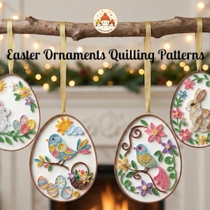 Easter Quilling Ornament Patterns Bundle, 4 Easter Craft Templates (Digital Download)