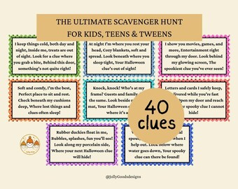 Printable Scavenger Hunt Game: 40 Treasure Hunt Clues (Digital Download)