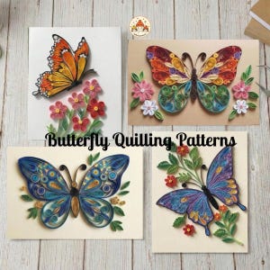 Butterfly Quilling Patterns Bundle, 4 Butterfly Templates (Digital Download)