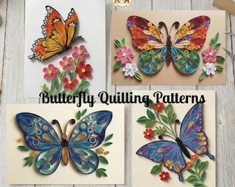 Schmetterling Quilling Patterns Bundle, 4 Schmetterlingsvorlagen (Digitaler Download)