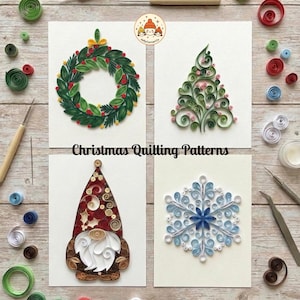 Weihnachten Quilling Muster Bundle, 4 festliche Vorlagen (Digitaler Download)