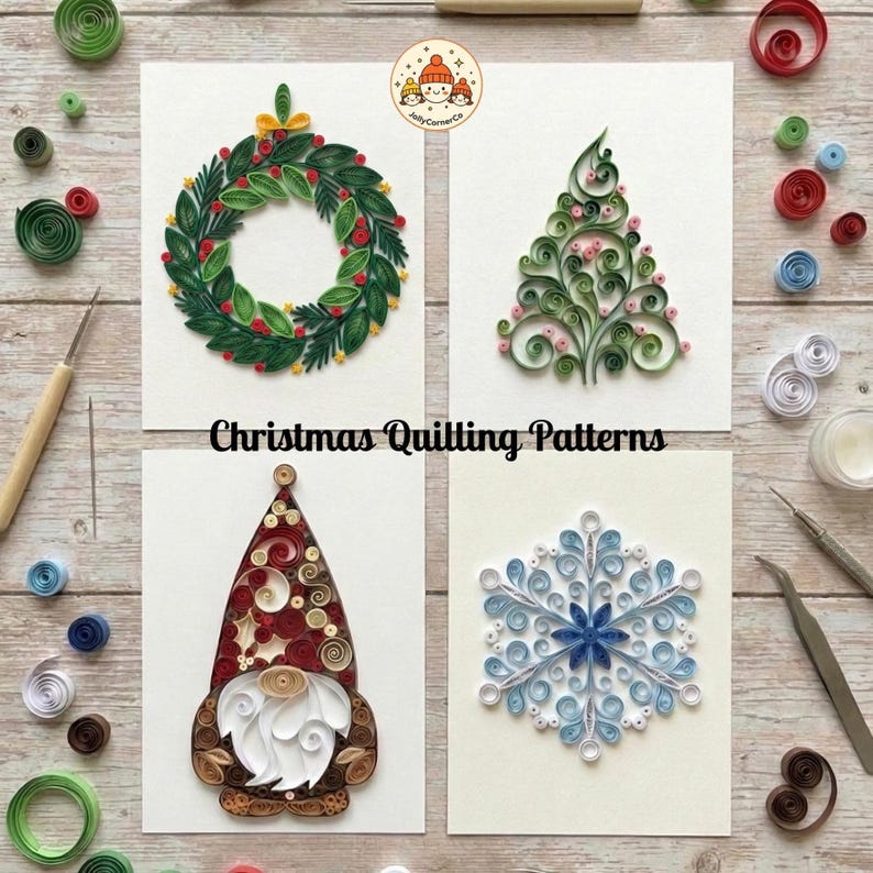 Christmas Quilling Patterns Bundle, 4 Festive Templates (digital ...