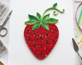 Quilled Strawberry Craft Kit, Fruit Paper Quilling Tutorial, DIY Fruit Design (Digital Download)