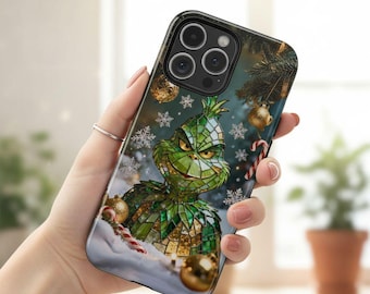 Green Christmas Creature Stained Glass Phone Case | Protective Cover | Tough Case
