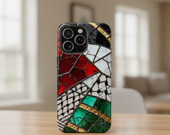 Palestinian Flag MagSafe iPhone Case, Stained Glass Art