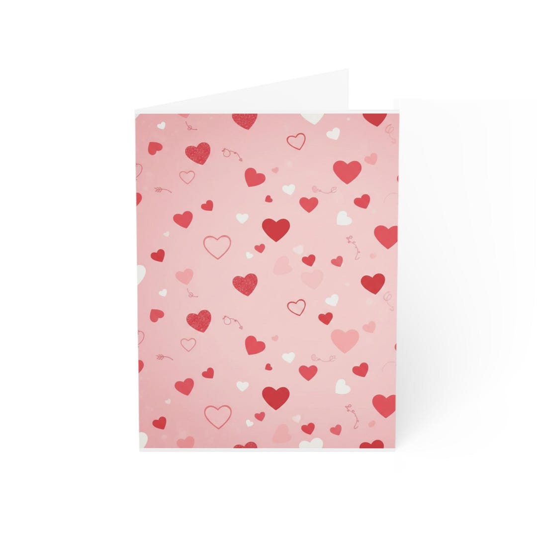 Pink Heart Pattern Greeting Card | Valentine Love Note Card - Etsy