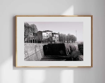 Bergamo Alta City Walls – UNESCO Heritage B&W Fine Art Photography, Printable Wall Art