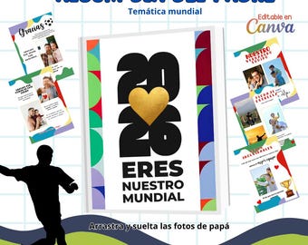 Editable Father's Day Album in Canva, World Cup, Personalized Sticker Album for Dad, Personalized Album Gift for Dad